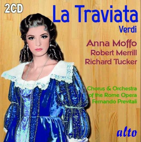 CD cover for Verdi’s La Traviata featuring Anna Moffo in costume.