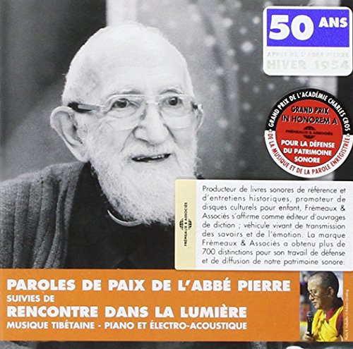 CD cover featuring a portrait of Abbé Pierre, a white-haired man in a sweater.
