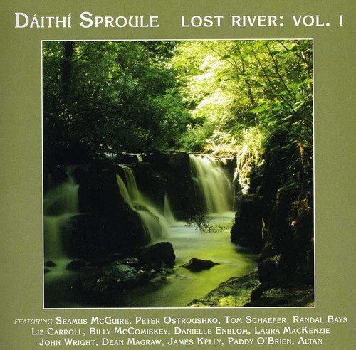 CD cover for Daithi Sproule’s “Lost River Volume 1” featuring a waterfall.