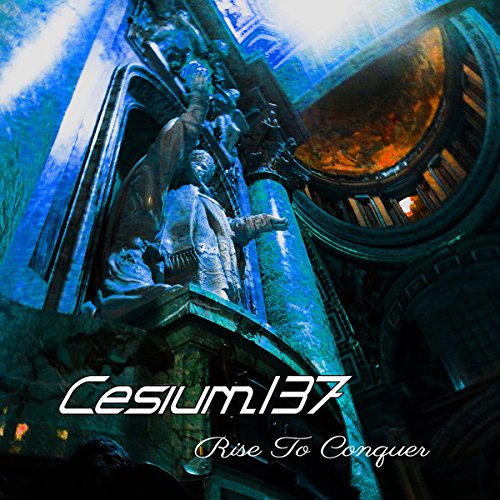 "Album cover with a statue inside a dark, ornate building, lit by a spotlight."