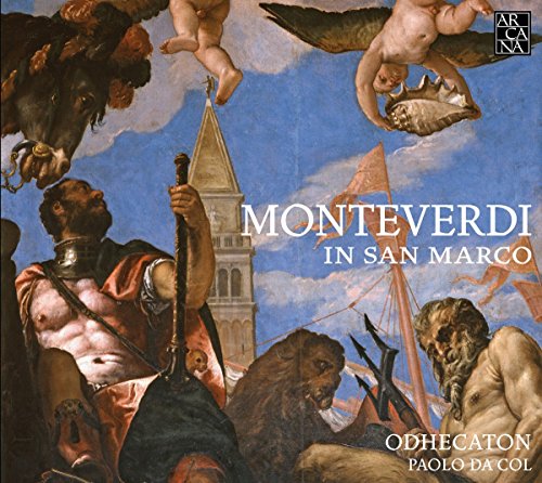 "CD cover featuring a Renaissance painting with 'MONTEVERDI IN SAN MARCO' text."