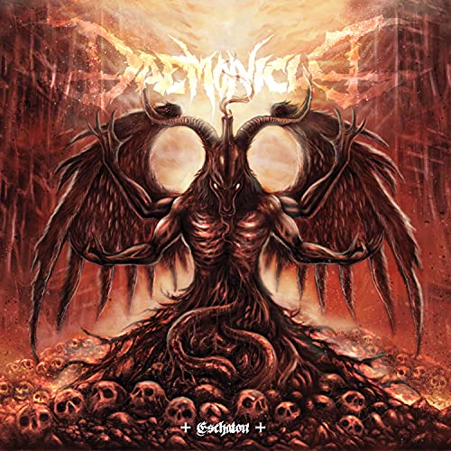 Dark fantasy album cover featuring a demonic figure with wings and skulls.