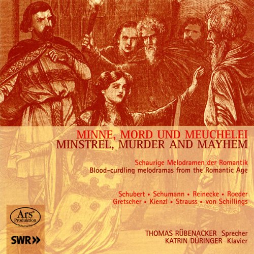 "CD cover with medieval illustration, red and orange tones, and text listing musical artists."