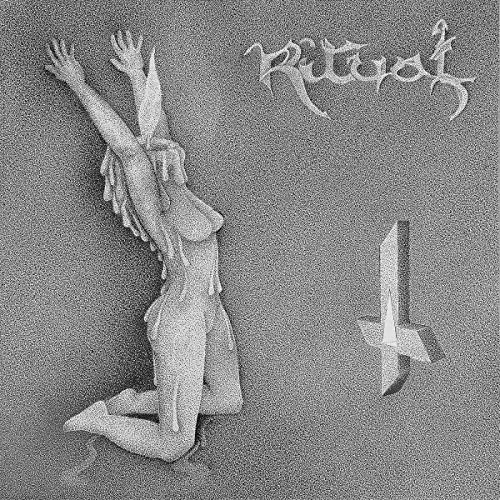 Black and white album cover with kneeling figure and sword.