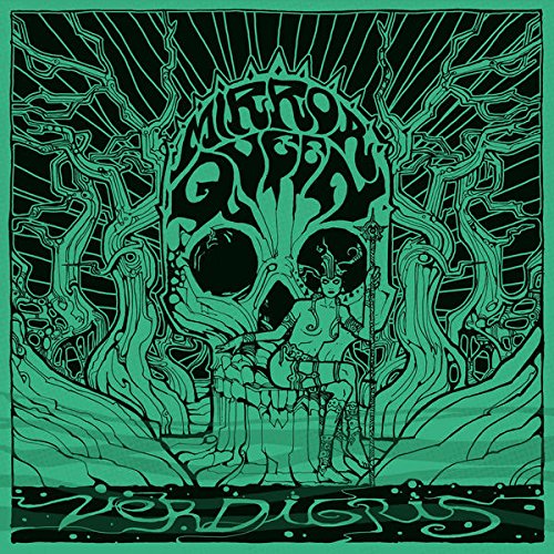 Green album cover with skull, woman, and intricate swirling designs.