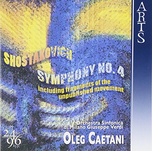 CD cover for Shostakovich’s Symphony No. 4, abstract blue and yellow design.