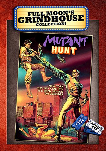 DVD cover for "Mutant Hunt" featuring action scene and futuristic city.