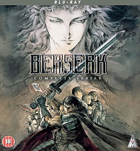 "Berserk anime Blu-ray cover featuring a warrior with a sword and armor."