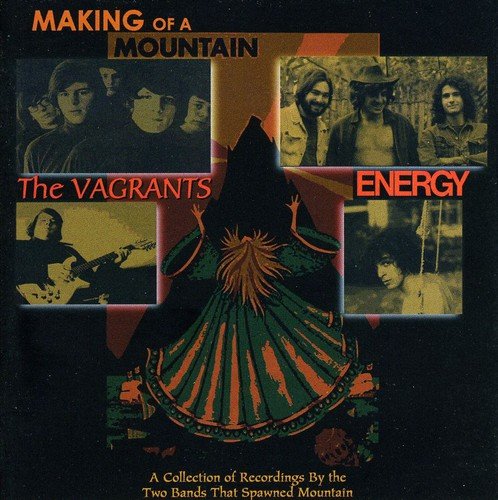 "CD cover with collage of band photos and abstract figure in center."