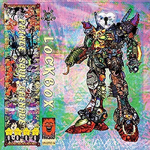 "Album cover art featuring a cartoon robot with a heart-shaped head and colorful background."