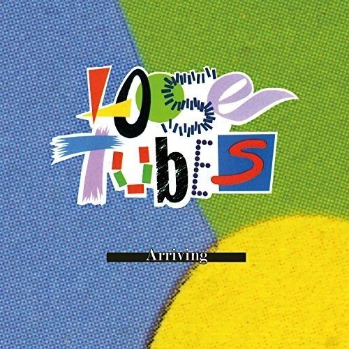 "Album cover for 'Loose Tubes - Arriving' with colorful, abstract design and Amazon logo."