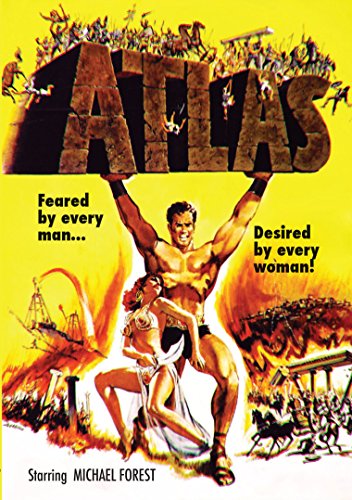 Movie poster for "Atlas" featuring a muscular man lifting a large block.