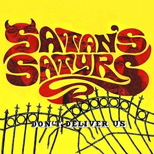 Yellow album cover with red lettering "Satan's Satyrs" and a black iron fence.