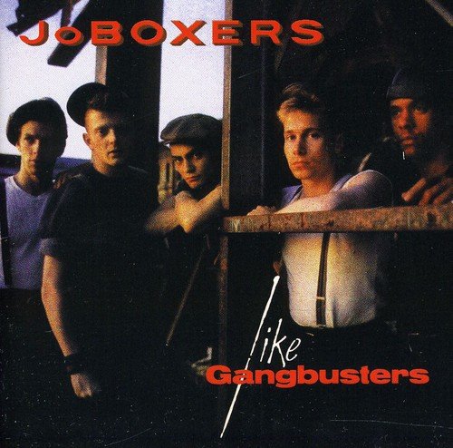 "Album cover featuring five men standing together with red title text."