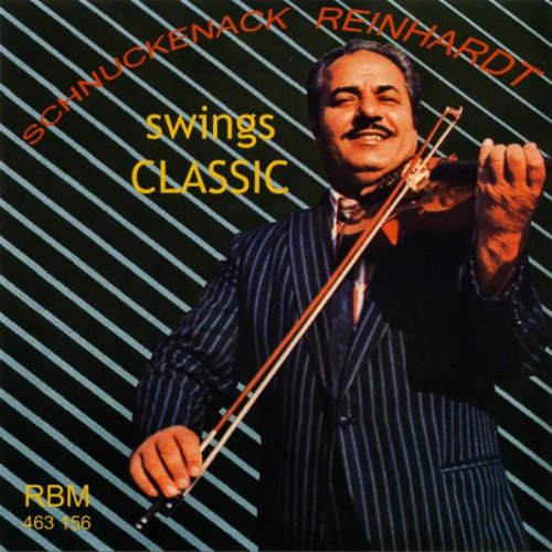 Man in a pinstriped suit holding a violin, album cover with diagonal stripes.