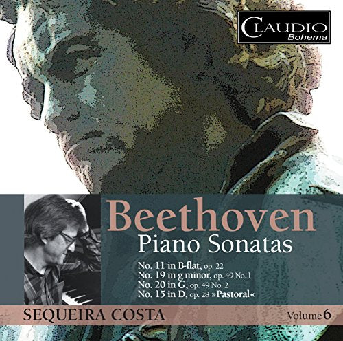 "CD cover with Beethoven's bust and pianist Sequeira Costa, titled 'Beethoven Piano Sonatas Volume 6'."