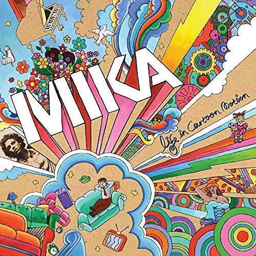 CD cover for Mika’s “Life in Cartoon Motion” with colorful, illustrative art.