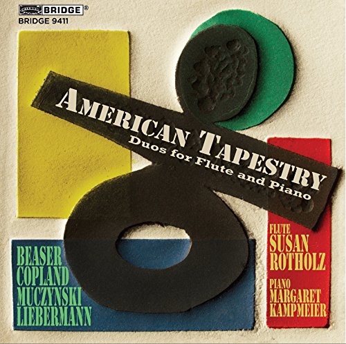 "Album cover with collage of colored rectangles, a banner, and a vinyl record."