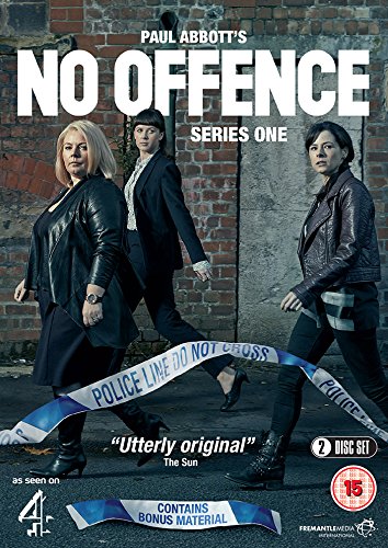 DVD cover for "No Offence" series one, featuring three women in dark attire.