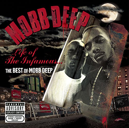 Mobb Deep album cover featuring two rappers and a city backdrop.