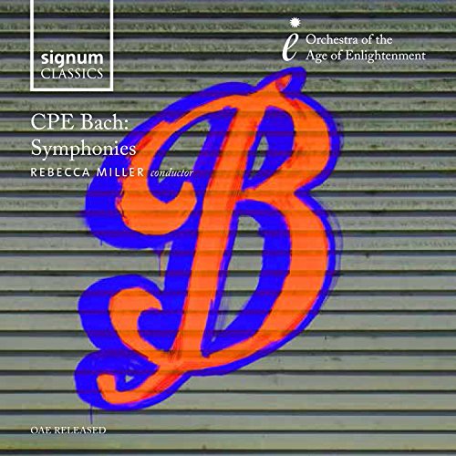 CD cover for CPE Bach: Symphonies, featuring a large stylized "B".