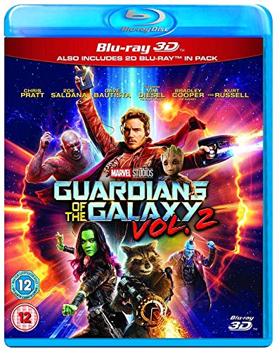 "Blu-ray case for Guardians of the Galaxy Vol. 2 with superhero characters on the cover."