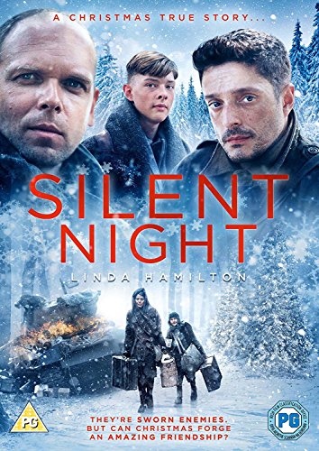 DVD cover for "Silent Night" featuring three men and a snowy landscape.