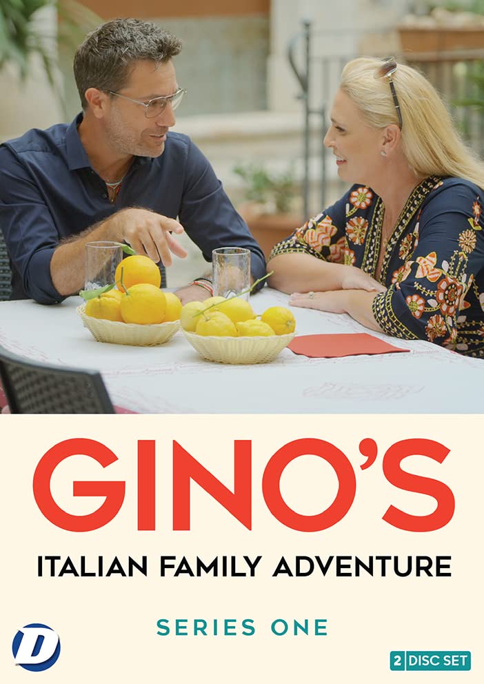 DVD cover featuring two people at a table with fruit, text "Gino's".