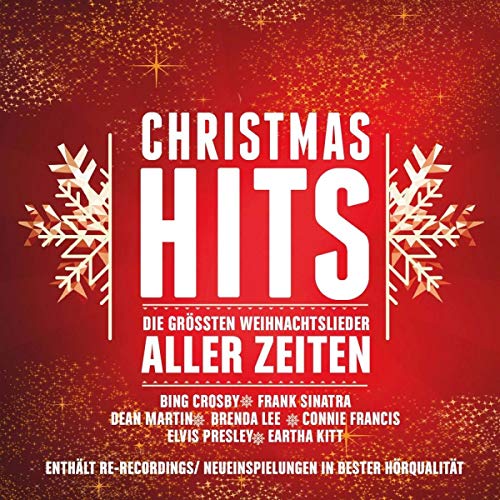 CD cover for “Christmas Hits” featuring white text and snowflake graphics.