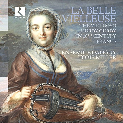 CD cover featuring a portrait of a woman with a hurdy-gurdy.