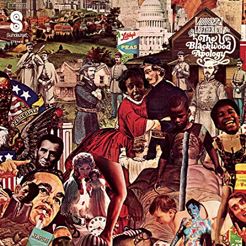 Collage album cover for "Blackwood Apology" featuring historical figures and scenes.