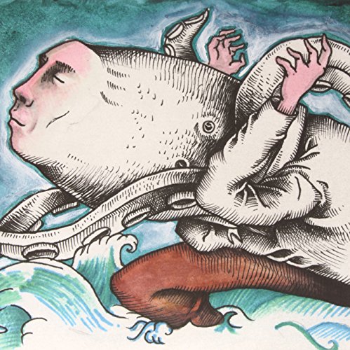 Illustration of a person with an octopus head in swirling blue water.