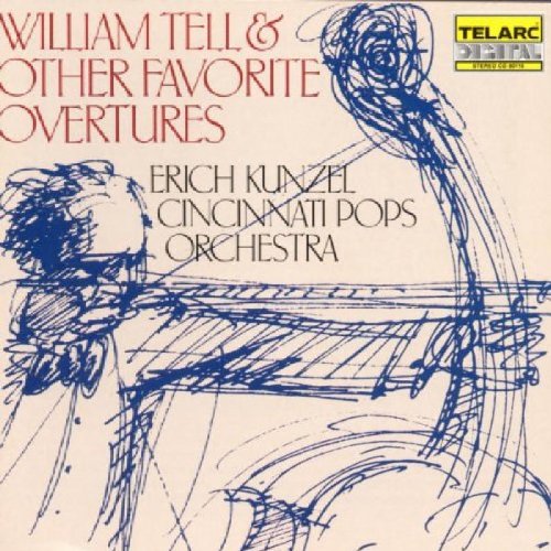 "Album cover with sketch of conductor and text 'William Tell & Other Favorite Overtures'."