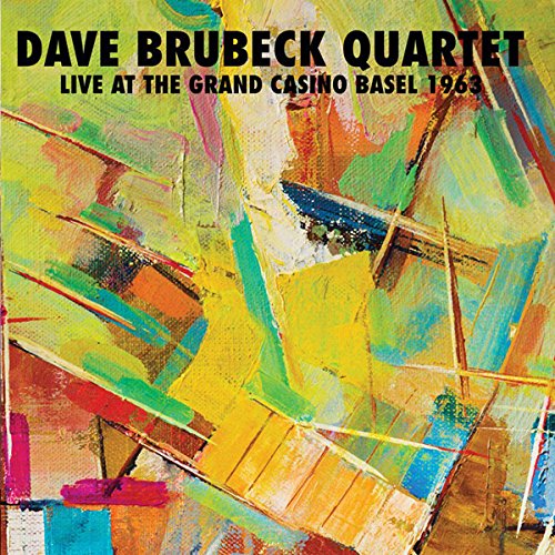 "Album cover with abstract painting and black text 'Dave Brubeck Quartet Live At The Grand'."