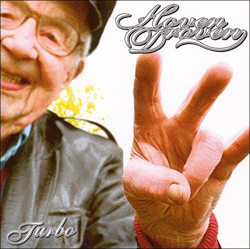 "CD cover with a man making a peace sign and 'Hoven Hoven Turbo' text."