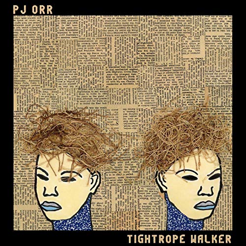 The image depicts a vinyl album cover with two illustrated faces and text.