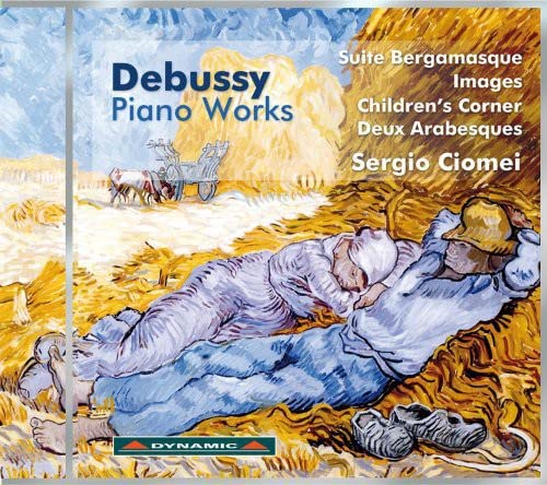 CD cover: Debussy piano works by Sergio Ciomei, impressionist painting.