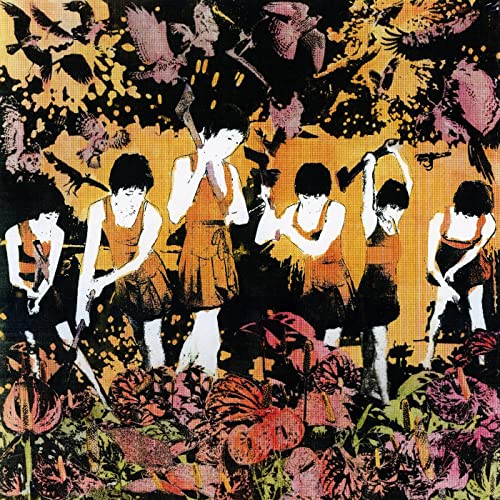 CD cover with stylized figures holding tools amidst flowers and birds.