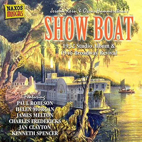 CD cover for "Show Boat" musical, featuring a steamboat and performers’ names.