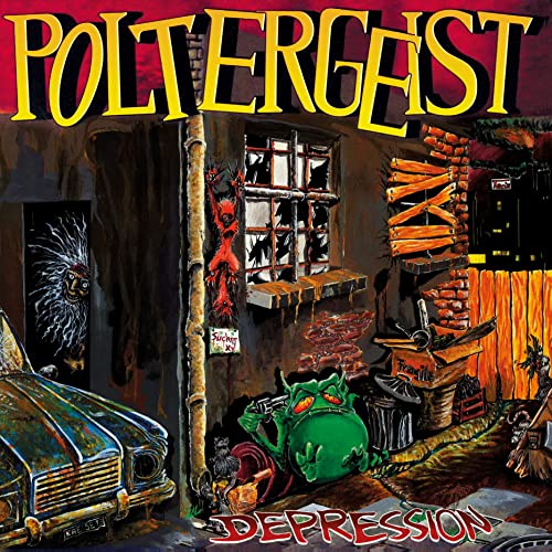 Poltergeist album cover: dark, illustrated scene with figures and a car.