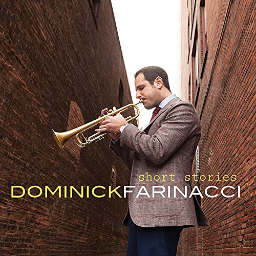 Dominick Farinacci playing trumpet, album cover with brick wall background.