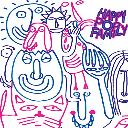The image is a vinyl record cover featuring abstract figures in blue and pink.