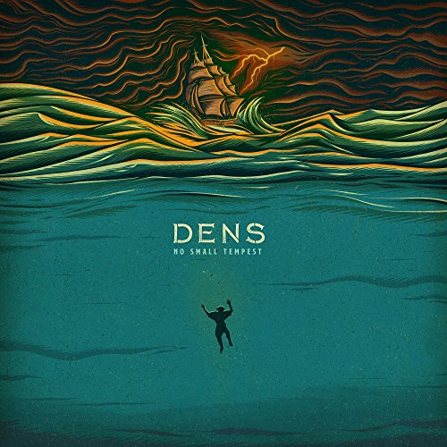 Album cover: ship in stormy seas, a swimmer below, text "DENS".