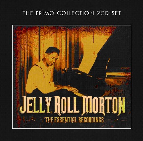 Black CD cover featuring a man playing piano with "Jelly Roll Morton" in yellow text.