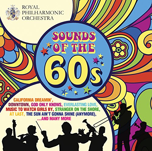 "Album cover with 'Sounds of the 60s' text, silhouetted musicians, and psychedelic background."