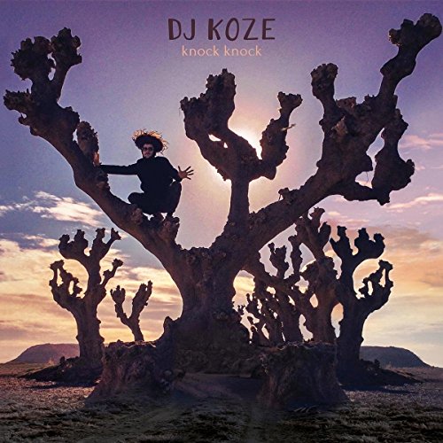 DJ Koze “Knock Knock” album cover: person in a tree at sunset.