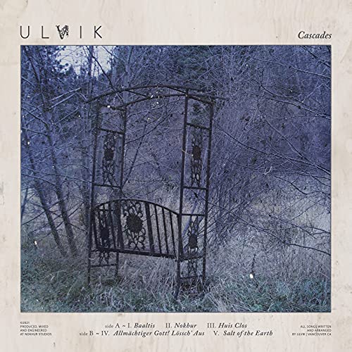 Vinyl album cover for Ulvik’s “Cascades” featuring an ornate metal bed frame.