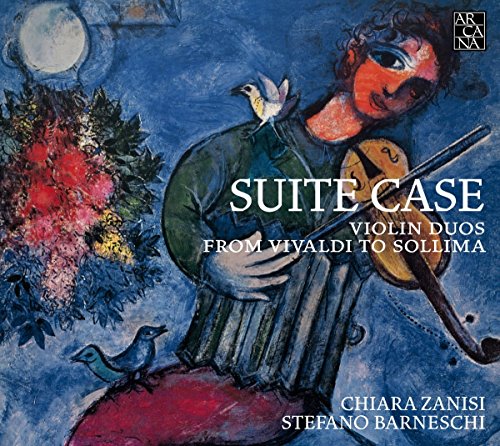 "CD cover featuring a painting of a man playing violin with birds nearby."