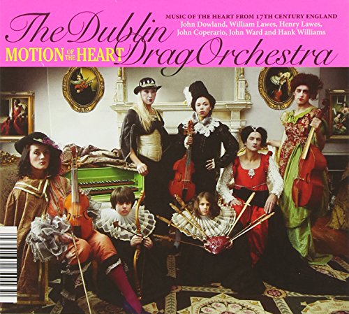 CD cover with 17th-century musicians in ornate attire, holding instruments, on a pink background.