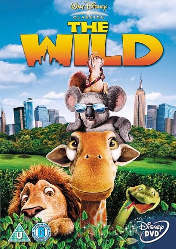 DVD cover for "The Wild" featuring animals in a city landscape.